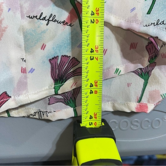 Boho Floral Silk Blend Pleated Midi Shirt Dress Size Medium Brunch Wedding Guest - Picture 7 of 7